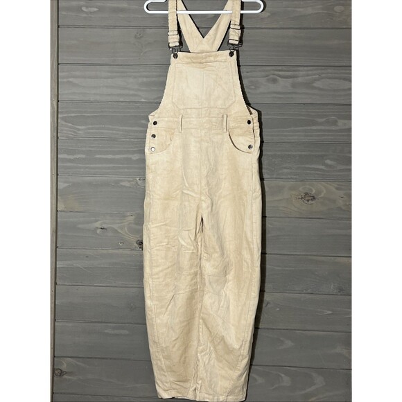 Unbranded Pants - Boutique Barrel Corduroy Overalls Womens Small NWT Beige Cream Boho